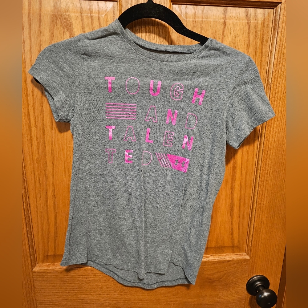 Under Armor Gray Tough and Talented Short Sleeve Youth Medium
